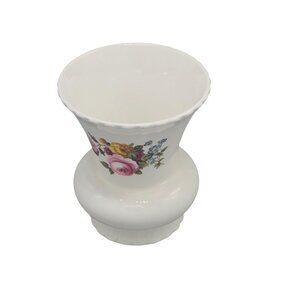 Vintage Coalport Ludlow Bone China White Floral Trumpet Shaped Vase 4"